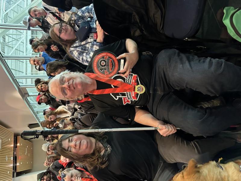 Big Save Dave receiving open division 2024 goalie award